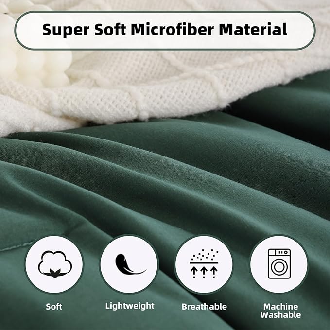 weigelia Emerald Green Comforter Set 7 Pieces Full Comforter Set Bed in a Bag Full Size Bedding Set with Flat Sheet, Fitted Sheet, 2 Pillow Shams and Pillow Cases for All Season