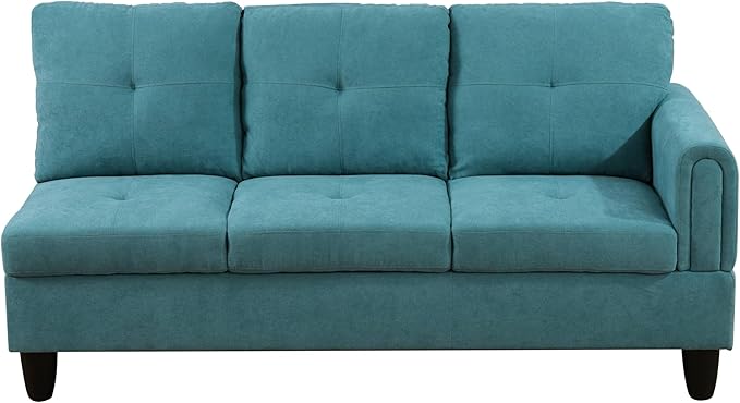 NicBex Sectional Couch 2 Pieces 66.5" L Sofa with Left Chaise Flannel L Shaped Cloud Couch for Living Room Furniture Sets with Cushion, Modular Sofa for Living Room & Small Apartment, Teal Blue