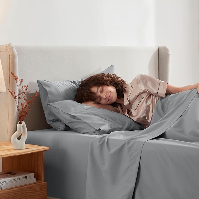 Nestl California King Sheet Set - 1800 Ultra-Soft Microfiber Cal King Bed Sheets - Double Brushed - Deep Pockets - Easy Fit - 4 Piece Set - Bed Sheets (California King, Grey)