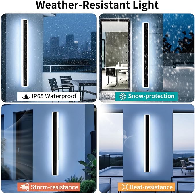 Mikeru 70.8inch Long Led Wall Light, 6000k Cool White Modern Outdoor Wall Light Ip65 Waterproof Black Acrylic Porch Exterior Lighting Fixtures, Exterior Wall Mount Lights for Garage Front Door