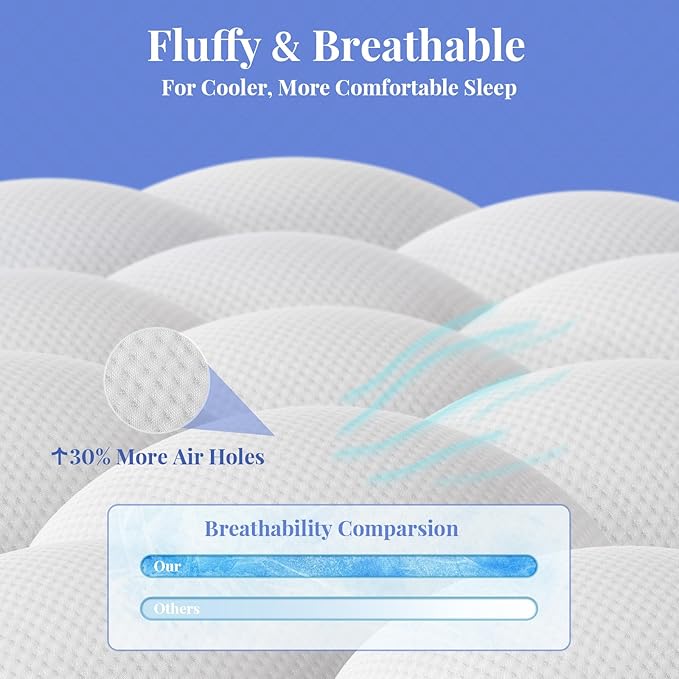 OhGeni Cooling 4 inch Dual Layer Twin Mattress Topper, 2 inch Gel Memory Foam, 2 inch Down Alternative Pillow Top Pad, Mattresses Cover for Bed, Medium Support, Fits 6”-19” Deep Pocket