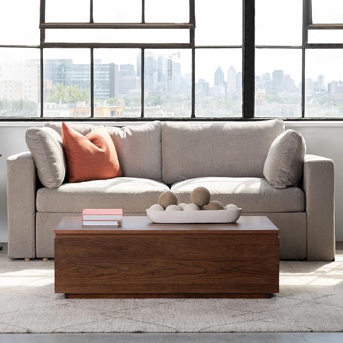 Transformer Table Lift Top Coffee Table with Storage, Modern Coffee Table for Living Room, Home Office & Dining, Space-Saving Small Coffee Desk with Panel Hidden Storage for Transformer Dining Table