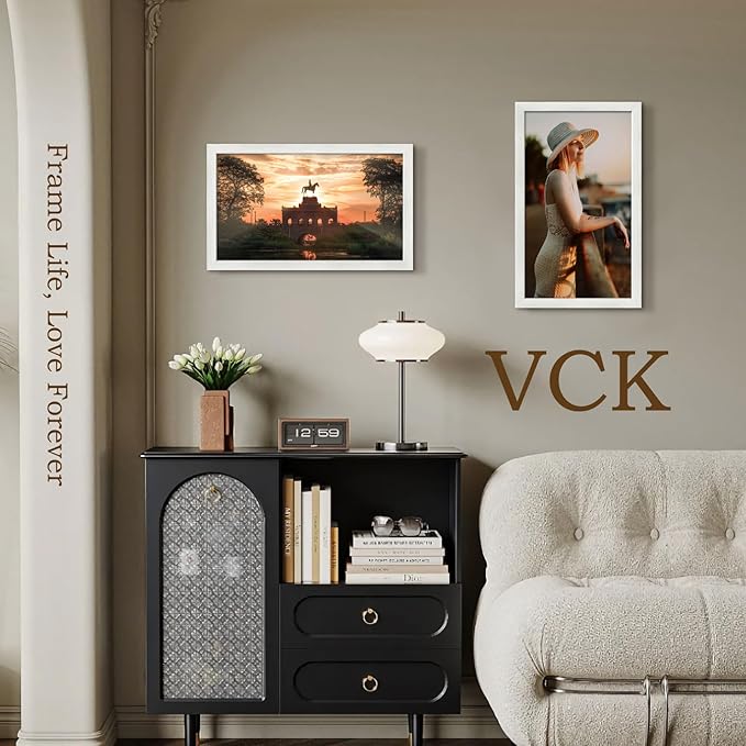 VCK 14x24 Picture Frame Set of 2, White Solid Wood Poster Frames, Textured Exclusive Wall Gallery Frame