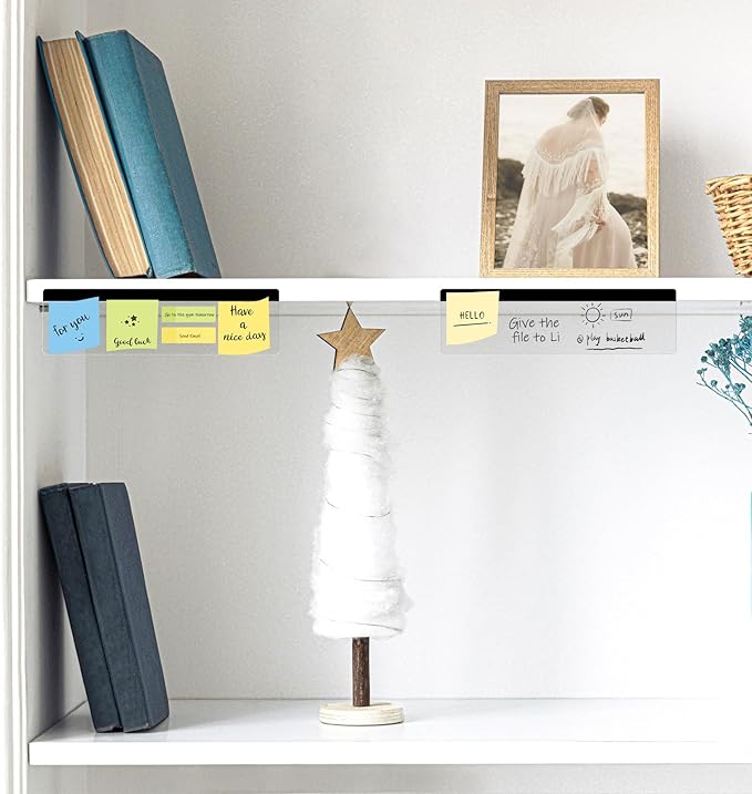 DOLLAR BOSS Monitor Memo Boards for Computers 2 Pcs Office Desk Accessories 11" x 3.1" Transparent Acrylic Monitor Side Panel Multifunction Message Board Screen Note Holder for Office Home Work Desk