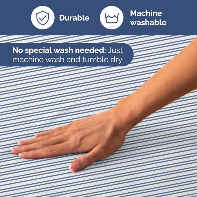 Blue and White Striped Sheets - 1 Flat & 1 Fitted Sheet & 2 Pillowcases w/ Deep Pockets - Comfy, Wrinkle & Fade Resistant - Ultra-Soft, Breathable & Cooling - Luxury Pinstripe Bedding - Queen Size
