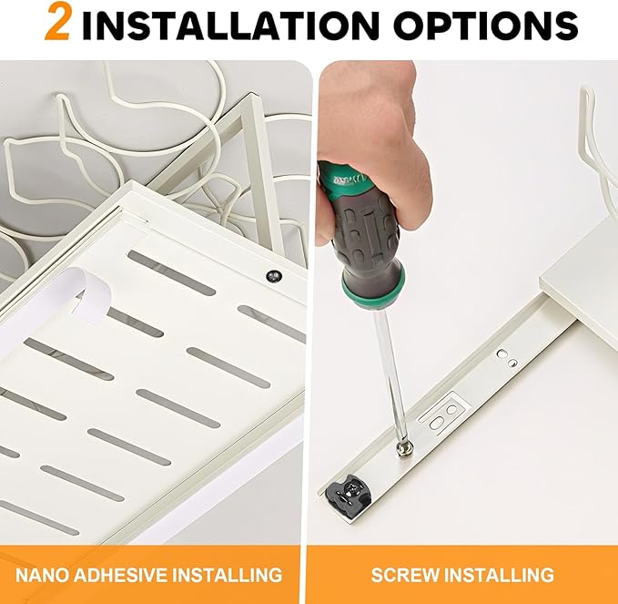 Pull Out Stanley Cup 0rganizer, Tumbler Organizer for Cabinets, Stainless Steel Water Bottle Organizer for 16 to 40oz Cup, White