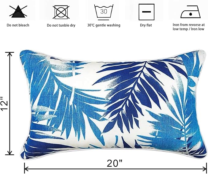Outdoor Lumbar Pillows - Decorative Pillows with Insert Included Set of 2 Outdoor Pillows for Patio Furniture 12x20 Inch