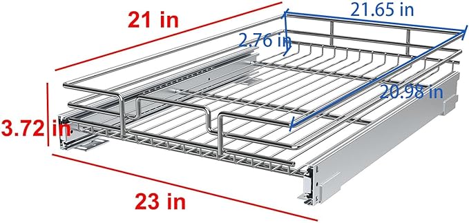 Pull Out Cabinet Organizer, 23 * 21 IN Heavy Duty Wire Metal Chrome Slide Out Drawers For Kitchen Cabinets, Doesn't Include Door Fittings