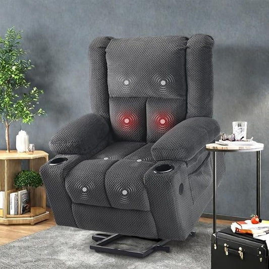 Electric Power Lift Recliner Chair,Reclining Chair with 8 Massage for Elderly,Recliner Single Sofa with 2 Cup Holders,Side Pockets,USB Charge Port,Remote Control for Living Room,Bedroom,Gray
