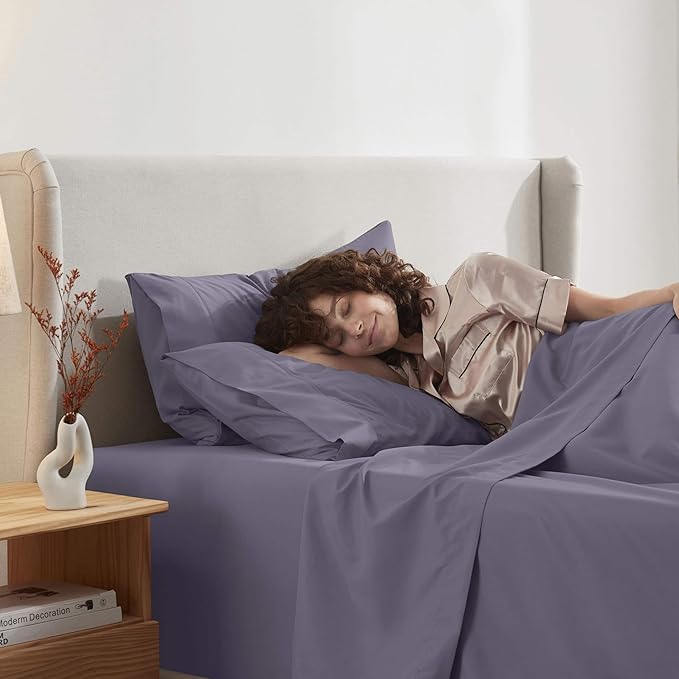 Nestl Twin XL Sheet Set - College Dorm Size - Luxury 1800 Ultra-Soft Microfiber Twin Extra Long Bed Sheets - Deep Pockets - Easy Fit - Extra Soft - 3 Piece Set (Twin XL, Grayish Purple)