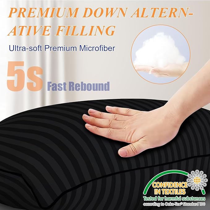 Pillows Insert 20x20 Set of 2 Soft and Supportive Decorative Throw Pillow for Couch and Bed,Indoor Square Pillow Stuffing for Living Room with Premium Original Down Alternative Filling,Black