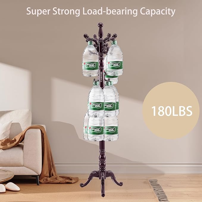 Wooden Coat Rack Stand, Vintage Solid Wood Coat Rack Freestanding with Triangle Base, Heavy Duty Coat Racks with 14 Hooks, Wood Coat Tree Hanger Stand for Entryway,Office