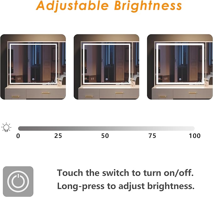 Makeup Vanity Desk with Large Mirror and LED Lights,White Vanity with Hidden Storage Mirror Cabinet&7 Drawers,Vanity with Chair,Makeup Organizer Countertop for Room (White)