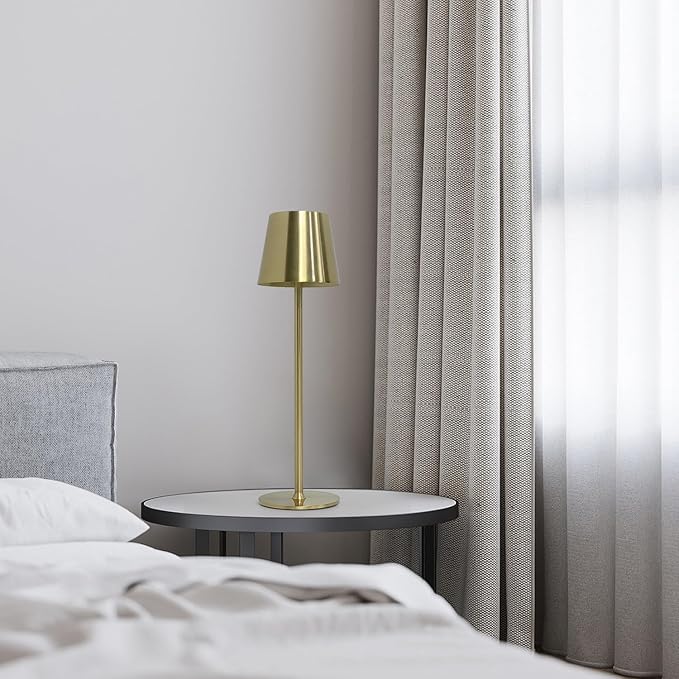 2 Pack Cordless Table Lamps,Portable LED Desk Lamp, 5000mAh Battery Operated Lamp, 3 Color Stepless Dimming Up, for Restaurant/Bedroom/Outdoor Party/Camping/Coffee Shop Night Light(Gold)