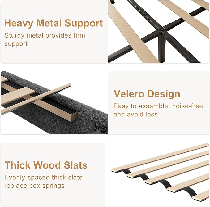 King Size Boucle Platform Bed Frame, Anti-Collision Soft Rounded Corners, Adjustable Headboard, No Box Spring Needed, Easy Assembly, Noise Free, Dark Grey