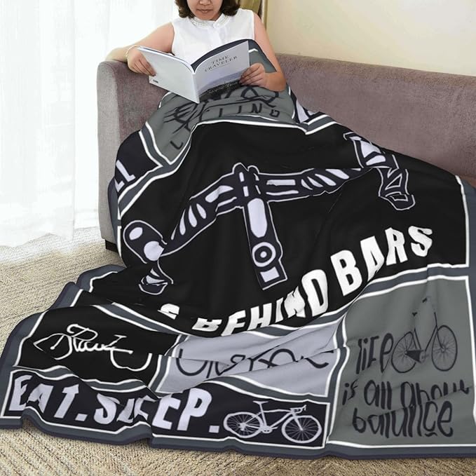 Bicycle Blanket Cycling Throw Blanket Soft Fleece Flannel Bedding Bike Gifts for Men Boys Women Girls Lovers Adults Stuff Plush for Couch Sofa Bed Room Decor 50"X60"