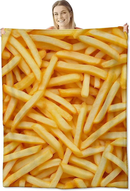 French Fry Blanket for Kids Adults, French Fry Gifts Flannel Throw Blanket, French Fry Decor Lightweight Warm Soft for Sofa Couch Bed Living Room Office 60" x 50"