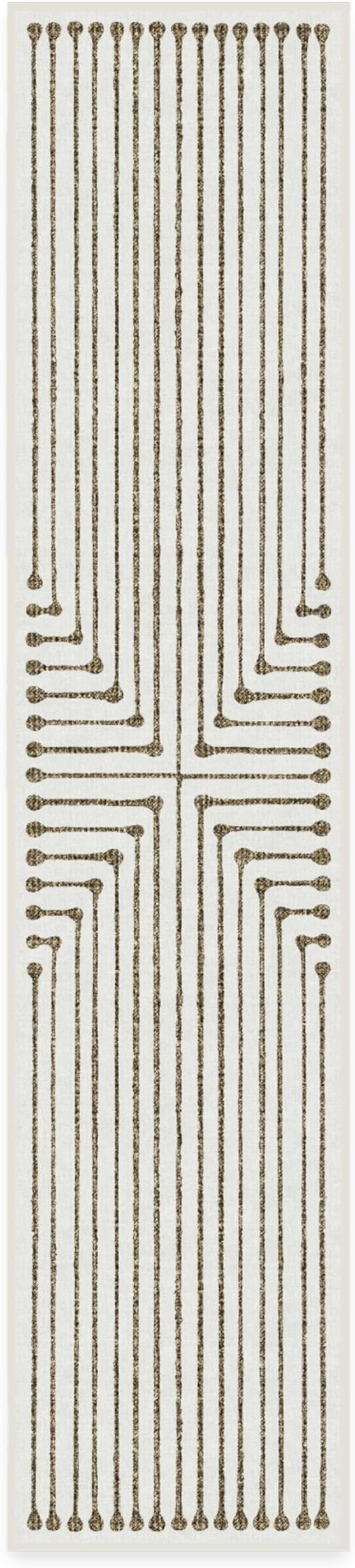 RUGGABLE x Jonathan Adler Machine Washable Modern Runner Rug – Inkdrop Camel & Ivory 2.5x12, Stain-Resistant, Non-Slip – Washable Rug for Hallway, Entryway, Living Room & Kitchen–with Standard Pad