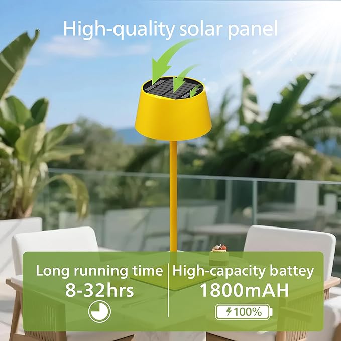 Philips Solar Outdoor Table Lamp, Portable LED Desk Light,Cordless Battery-Operated，2 Adjustable Height, Touch Control & Stepless Dimming Night Light，Waterproof for Garden, Bedroom