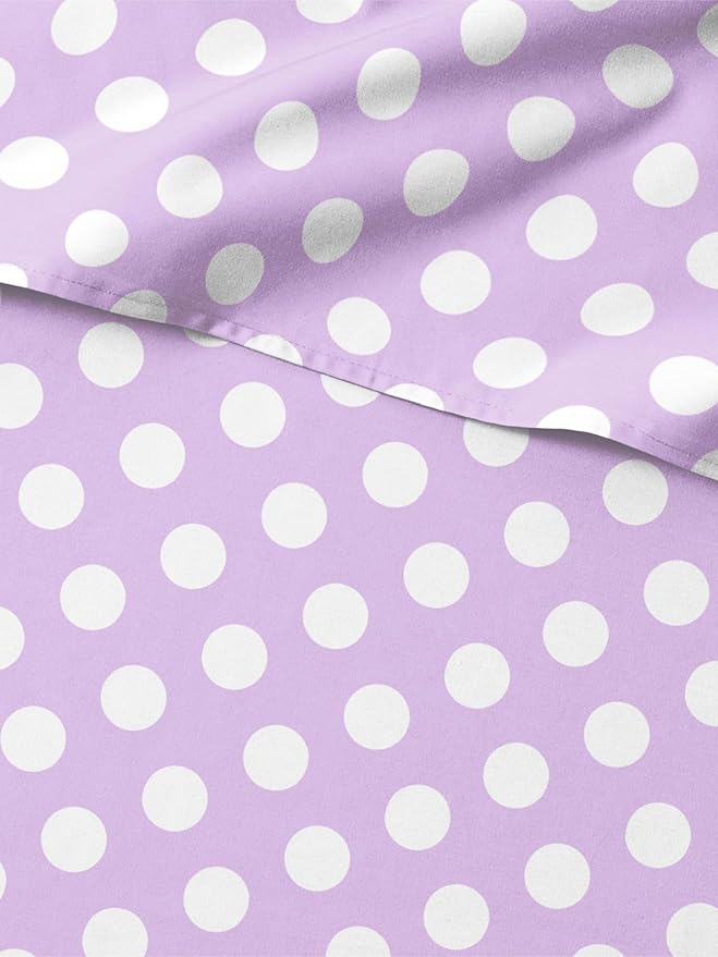 Kids Purple Dots Twin 3 Piece Sheet Set - Boys, Girls, Teens, Toddler - Easy Fit Deep Pockets - Breathable, Hotel Quality Kids Sheets - Machine Washable - Wrinkle Free - Cute, Cozy, Soft - CGK Linens