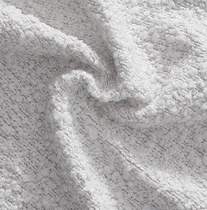 HOMBCK Full Size Bed Frame, Boucle Upholstered Bed Frame Full with Headboard and Thickened Footboard, Rounded Corners, No Box Spring Needed, Easy Assembly, White