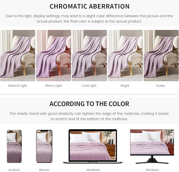 BOURINA Faux Cashmere Fringe Throw Blanket Decorative Lightweight Throw Soft Cozy for Bed or Sofa Outdoor Blanket, 50x70 Inches Purple