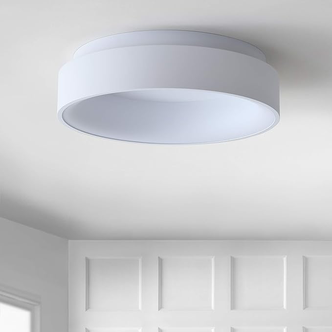 JONATHAN Y JYL7206A Ring 17.7" Integrated LED Flush Mount, Modern, Contemporary, Dimmable, 3000K Cozy Warm Light Kitchen,Hallway,Bathroom,Stairwell, White