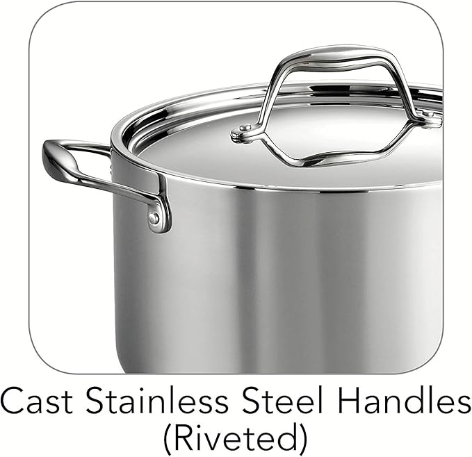 Tramontina Signature Tri-Ply Clad Stainless Steel 6-Quart Sauce Pot with Lid, Induction-Ready Pot, Dishwasher-Safe, NSF-Certified, Made in Brazil