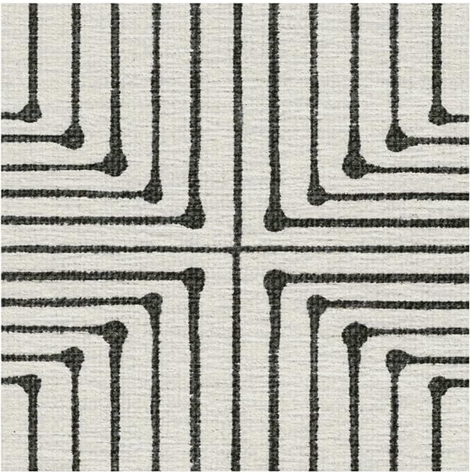 RUGGABLE x Jonathan Adler Machine Washable Modern Runner Rug – Inkdrop Black & Ivory 2.5x7, Stain-Resistant, Non-Slip – Washable Rug for Hallway, Entryway, Living Room & Kitchen–with Standard Pad