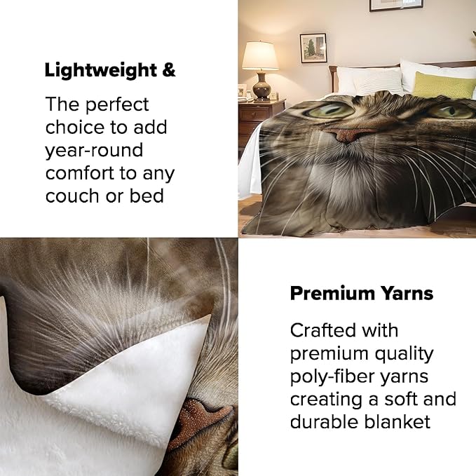 Cat Blanket Gifts for Cat Lovers Women Girls Cute Cat Throw Blankets for Bed Room Couch Soft Lightweight Warm Cozy Throws Decor 50x60in