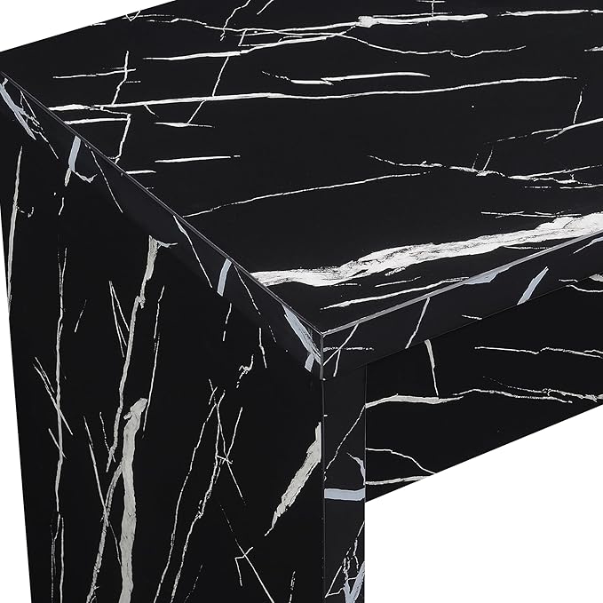 Convenience Concepts Northfield Hall Console Table 48" - Modern, Minimalist Narrow Sofa Display Accent for Contemporary Living Room, Entryway, or Hallway, Black Faux Marble