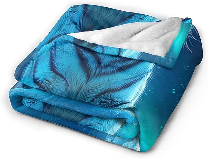 White Tiger Throw - Soft, Warm & Cozy Fleece Blanket for Men, Women, Girls & Boys - 50"x40"