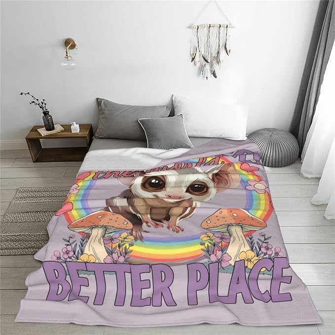 Sugar Glider Blanket Sugar Glider Throw Blanket Soft Fleece Flannel Petaurus Breviceps Gifts for Teens Lovers Stuff Plush for Couch Sofa Bed Room Decor 50"X60"