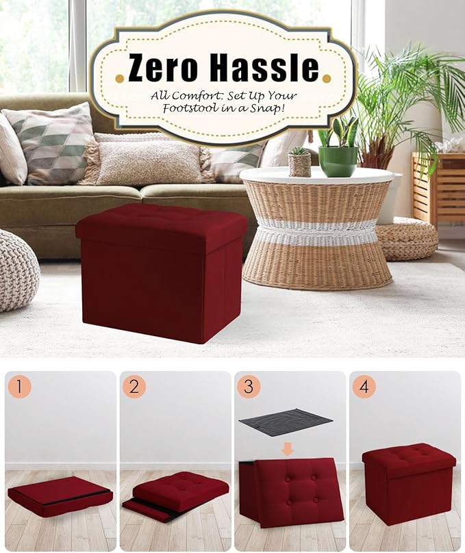 Ottoman Storage Ottoman Foot Rest Stool Foldable Bench with Storage Student Dormitory Bedroom and Entryway 17 X 13 X 13