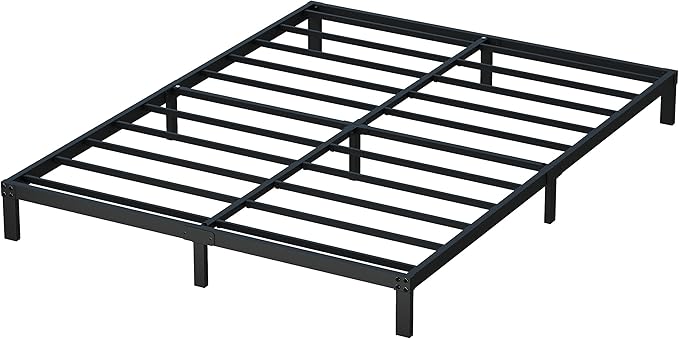 King Size Bed Frame No Box Spring Needed, 8 Inch Heavy Duty King Platform Bed Frame Support Up to 3000 lbs, Easy Assembly, Noise Free, Black