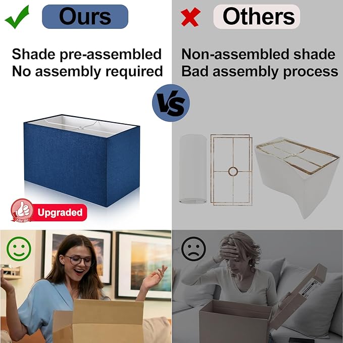 21" Touch Bedside lamps with 2 USB & AC Outlets, 3-Way Dimmable Bedside Table Lamps Set of 2 for Bedroom Living Room Office Reading, Blue Shade Lamps for Night Stands, 5000K LED Bulbs Included