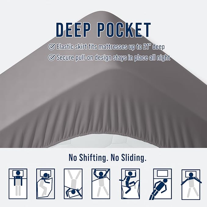 OLANLY Queen Quilted Fitted Mattress Pad, Elastic Fitted Mattress Topper, Cooling Soft Mattress Cover Stretches up to 21 Inches Deep, Machine Washable Mattress Protector (60x80 inch, Light Grey)