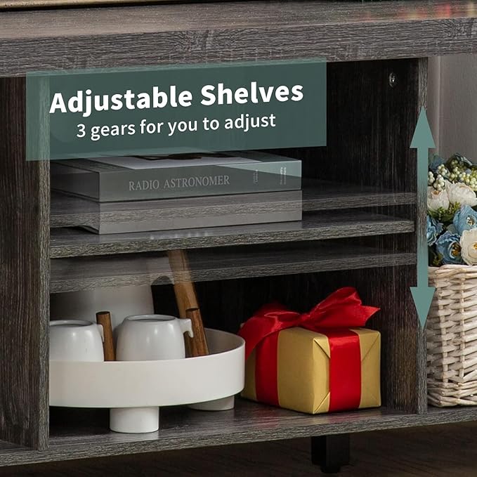 GAZHOME TV Stand for TV up to 65 Inches, TV Cabinet with Open Storage, TV Console Unit with Shelving for Living Room, Entertainment Room, Gray