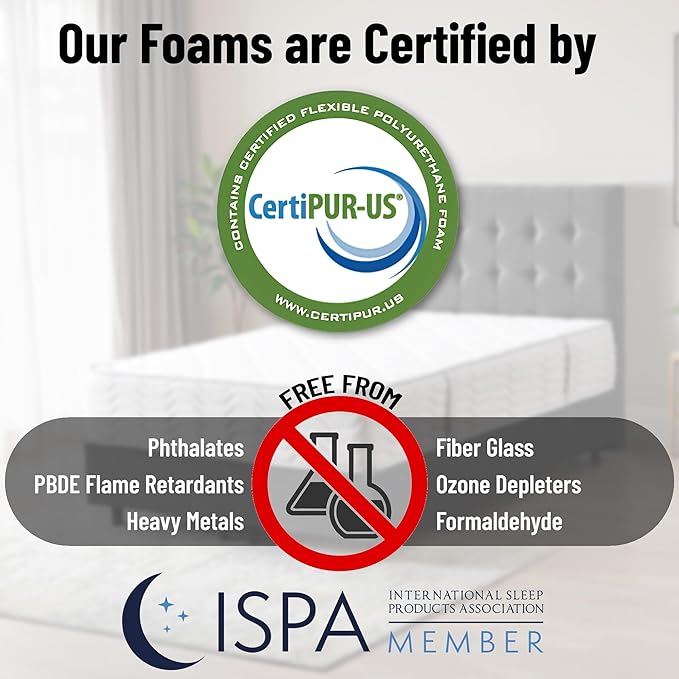 Ottomanson Twin 12” Hybrid Mattress - Rock Salt Infused Quilted Cover - Made in USA - Medium-Firm Support - Individually Pocketed Coils & CertiPUR-US Foam - Fiberglass-Free - Bed in a Box