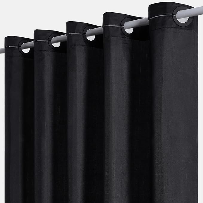 Black No Hook Shower Curtain,Polyester Fabric Shower Curtains for Bathroom with 10 Split Grommets,Waterproof & Machine Washable,Modern Hotel Grade,Standard Size,72x72 Inch