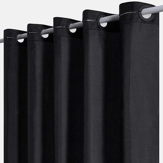Furlinic No Hook Stall Shower Curtain 36x72 Inch,Polyester Fabric Bathroom Curtains with 4 Plastic Built-in Grommets,Waterproof & Machine Washable,Hotel Style,Small Half Size,Black