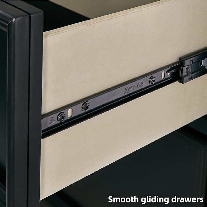 Signature Design by Ashley Lanolee Traditional 5 Drawer Chest for Bedroom, Black