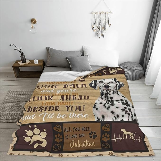 Dalmatian Blanket Dalmatian Dog Throw Blanket Soft Fleece Flannel Bedding Spotted Dog Gifts for Men Boys Women Girls Lovers Adults Stuff Plush for Couch Sofa Bed Room Decor 50"X60"