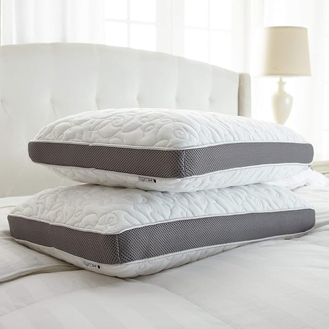 Double Airflow Ventilated Memory Foam Bed Pillow for Sleeping - 5.5-inch Breathable Cooling Medium-Loft (Standard)