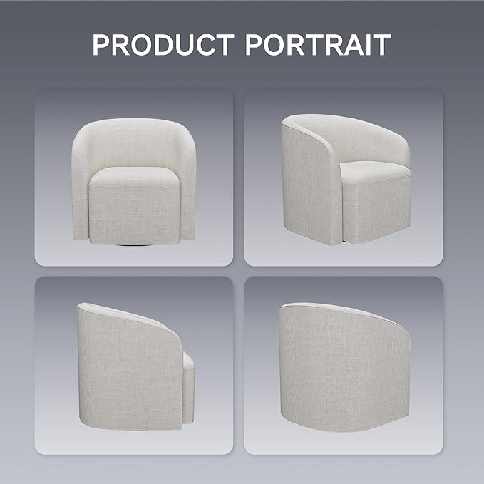 COLAMY Swivel Accent Chair,Swivel Barrel Chair,Upholstered Comfy 360 Degree Swivel Chair for Living Room/Bedroom/Waiting Room/Office(Beige)