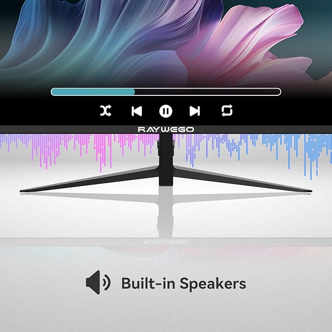 24 inch Gaming Monitor 100Hz Computer Monitor Built-in Speakers Full HD 1920 x 1080P with HDMI DP Interface Eye Care Frameless with 3-Side Virtually Borderless Design VESA（100 x 100mm）