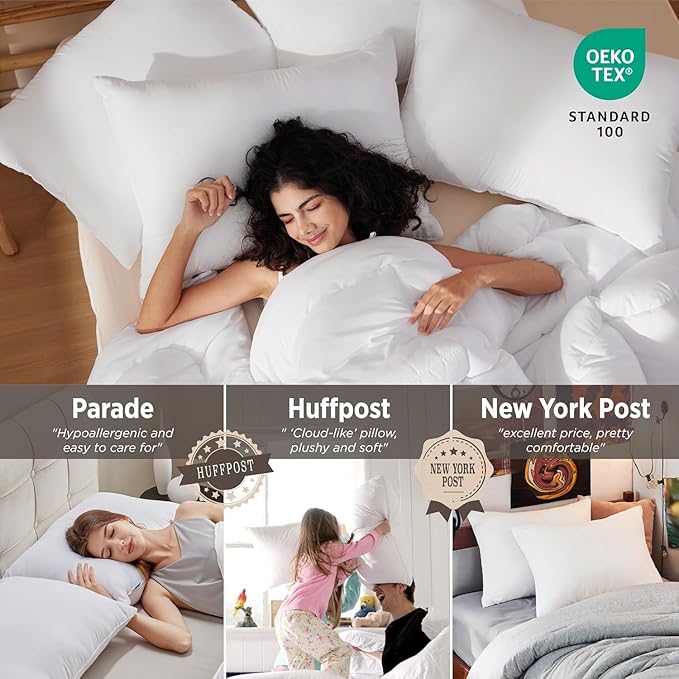 Bedsure Pillows Queen Size Set of 2 - Soft Bed Pillows for Sleeping 2 Pack, Fluffy and Supportive, Hotel Quality, Original Down Alternative Filling for Side, Back Sleepers