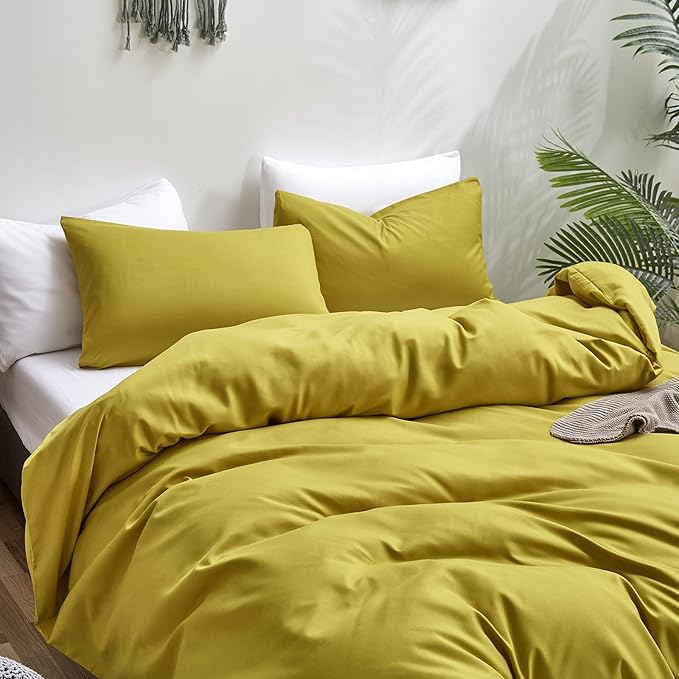 CLOTHKNOW Moss Green Queen Comforter Set 3Pcs Chartreuse Bedding Comforter Sets Green Yellow Queen Comforter Yellownish Green Comforter with 2 Pillow Cases