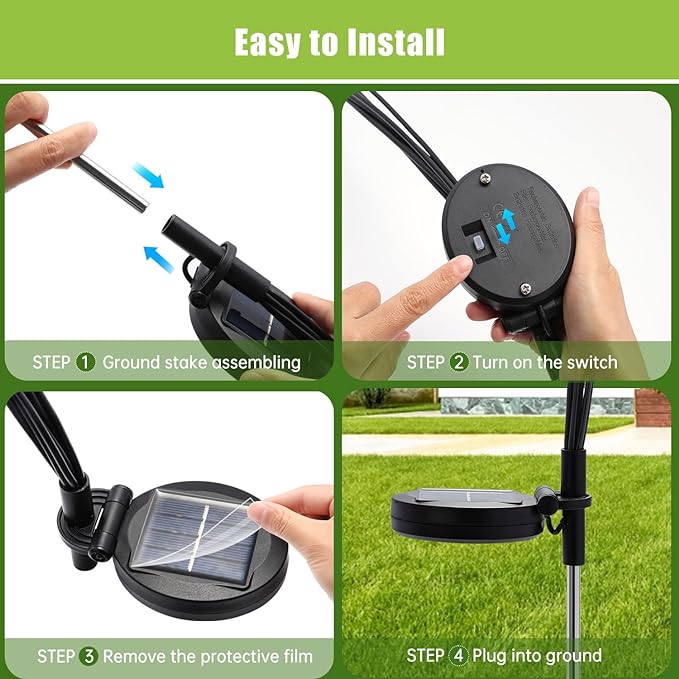 Flumy Solar Lights Outdoor Waterproof 8 Pack, Upgraded Outdoors Light for Yard Patio Garden Decor, Solar Light for Outside Gardening Supplies, Firefly Garden Lights Solar Powered Outdoors