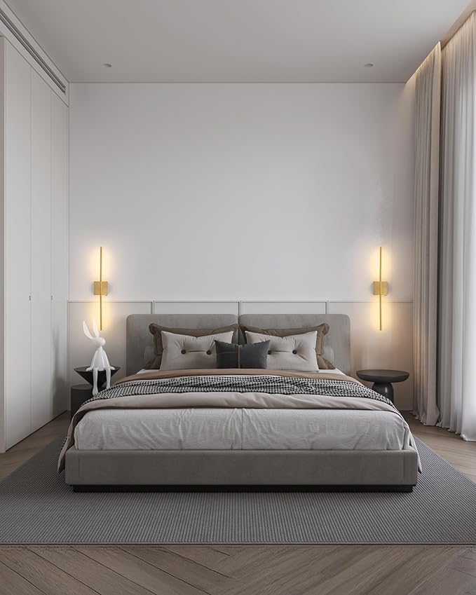 KDG Cordless Wall Sconces with Remote Control, Wireless 7000mAh Rechargeable Battery Operated LED Wall Lamps, 360° Rotate Lightings for Wall Painting, Bedroom, Hallway, Night Light 23.6 inch (Gold)